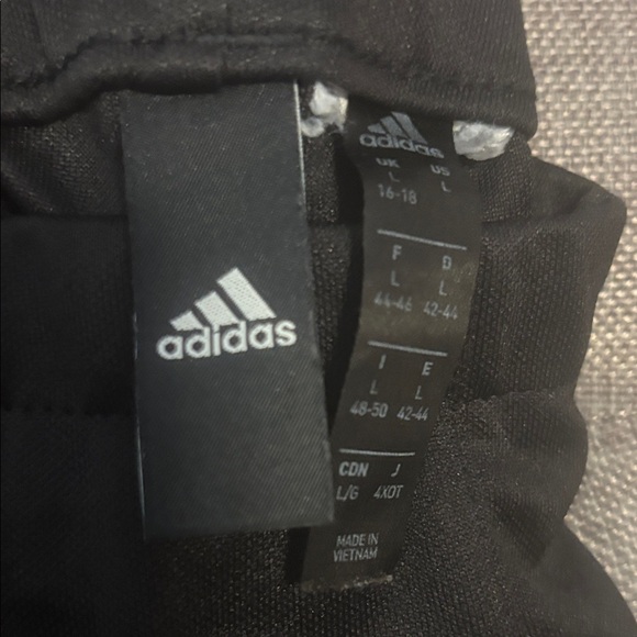 Adidas Black Joggers White 3 Stripe Size L Athletic Track Pants Classic - Picture 2 of 5